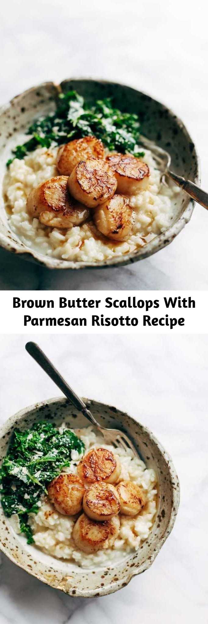 Brown Butter Scallops With Parmesan Risotto Recipe - Brown Butter Scallops with Parmesan Risotto! So Luscious! So Fancy! A cozy, romantic recipe that feels like a fancy restaurant meal at home!. Say hello to this delicious meal!