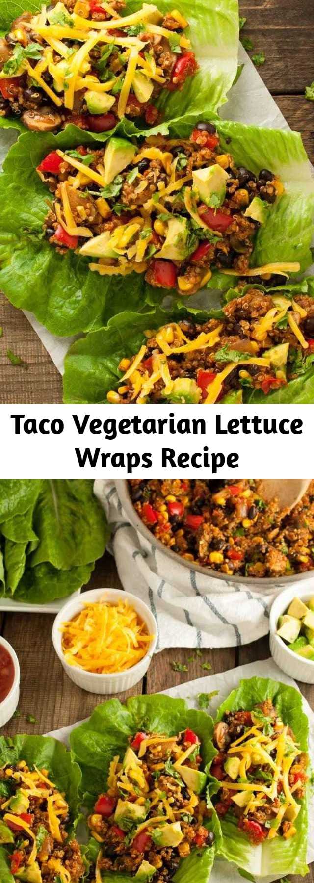 Taco Vegetarian Lettuce Wraps Recipe - Taco vegetarian lettuce wraps with quinoa and black beans put a tasty spin on tacos that will actually keep you full with 16 grams of protein per serving!