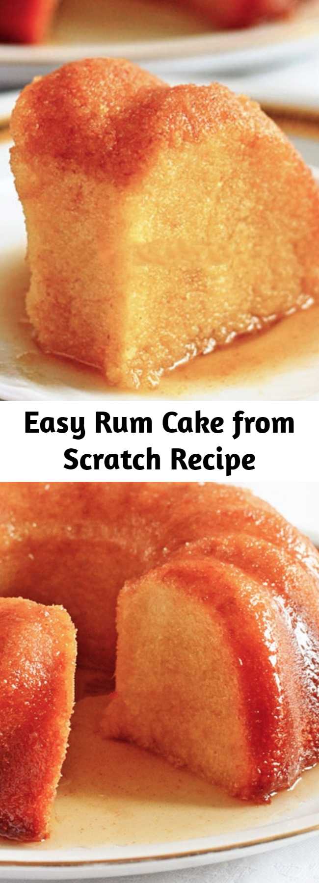 Easy Rum Cake from Scratch Recipe - Rum Cake from Scratch is dense, rich and soaked with flavorful thick butter rum sauce. Great for every party!