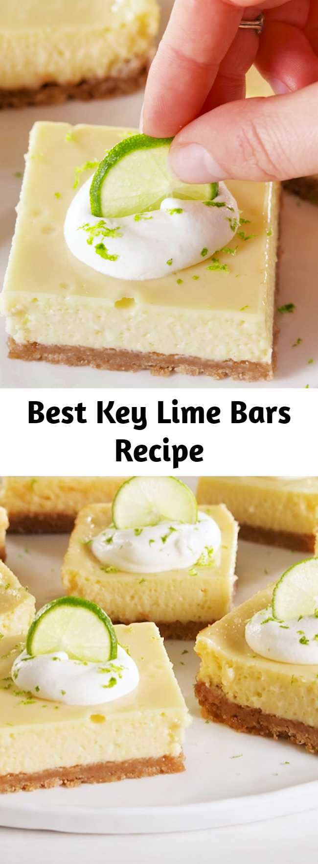 Best Key Lime Bars Recipe - No added sugar is needed in these bars! The ever-magical sweetened condensed milk provides all the sugar you need. #easyrecipe #dessert #baking #keylime #sweets