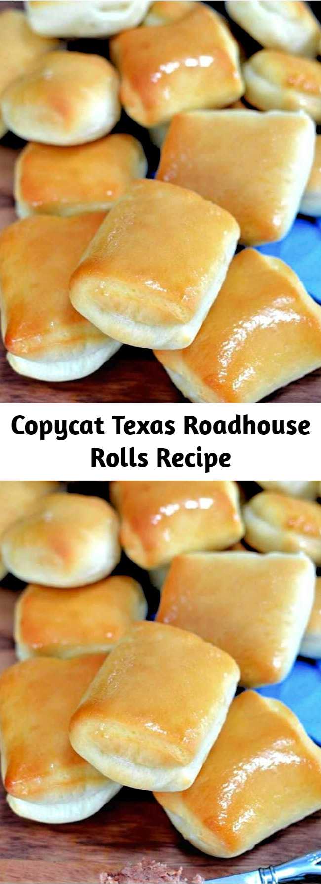 Copycat Texas Roadhouse Rolls Recipe - These Copycat Texas Roadhouse Rolls are brushed with sweet honey butter and can be made in a bread machine or by hand! A perfect side dish idea for holidays and family dinners! #rolls #easy #texasroadhouse #bread #sidedish #sides #copycatrecipes #copycatrecipe