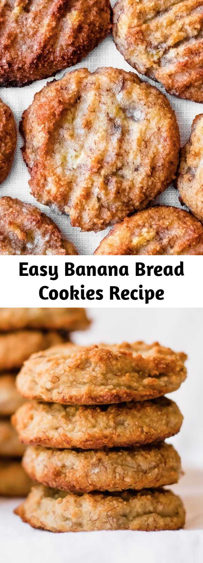 Easy Banana Bread Cookies Recipe - Banana bread cookies are a delicious and healthy treat the whole family will enjoy. These banana bread cookies are gluten free, vegan, paleo, and full of banana flavor - with just a hint of cinnamon. You'll love this EASY banana bread cookie recipe! It's naturally sweetened, moist, and healthy. Don't forget to pin this to your paleo banana recipes board! #glutenfree #bananas #paleo #vegan #healthy #healthytreats #cookies #bananacookies #bananabread #dairyfree