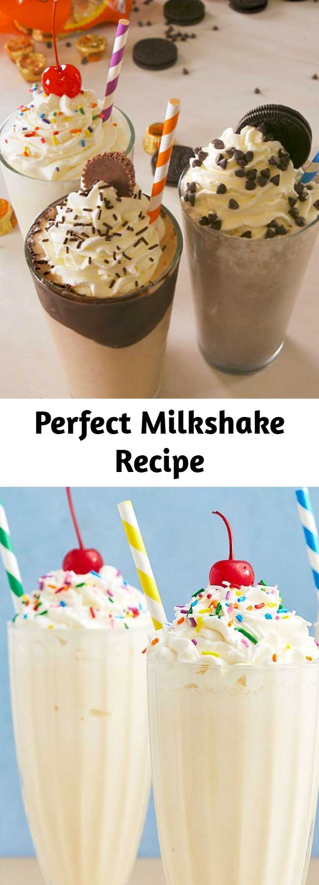 Milkshakes are the perfect novelty desserts and this milkshake is the perfect milk to ice cream ratio. If you prefer thicker milkshakes either up the ice cream or decrease the milk. While your mix-in options are endless, we think the two below are pretty perfect. #easyrecipe #milkshake #drink #dessert #icecream