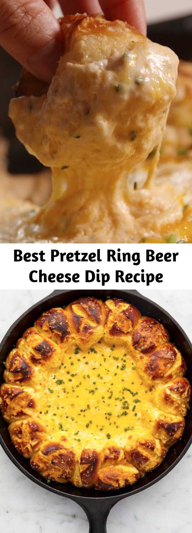 Best Pretzel Ring Beer Cheese Dip Recipe - Looking for an beer cheese dip recipe? This recipe combines cheddar, pale ale, cream cheese, and garlic to make the BEST beer cheese ever. If you want to take it a step further, serve it in a ring of pretzeled store-bought biscuits.