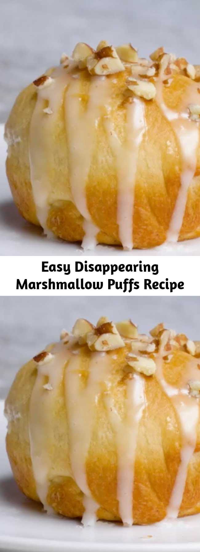 Easy Disappearing Marshmallow Puffs Recipe - Kids love making these tasty treats for Sunday breakfast. While baking, the marshmallows melt and blend with the cinnamon-sugar.