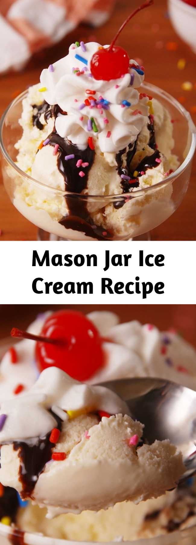 Mason Jar Ice Cream Recipe - Easy to make homemade ice cream with just 4 ingredients. No need to scream for ice cream!