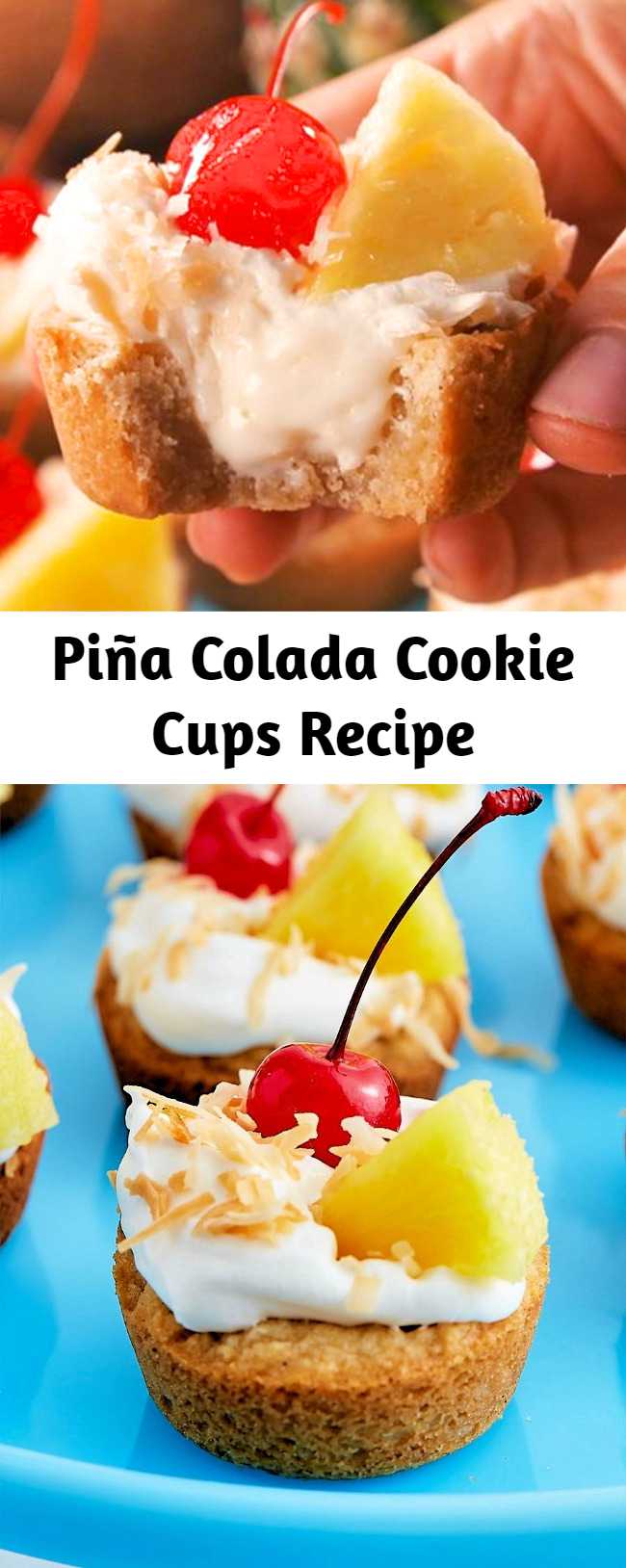 The filling tastes like a cross between a slice of cheesecake and a piña colada. If you're bringing these to a party with little ones, feel free to skip the booze.