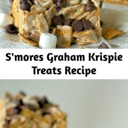 Want the taste of classic s’mores without building a campfire? These s’mores graham krispie treats come together in a flash with just a couple of ingredients! Get your summer s’mores must have in a hurry!