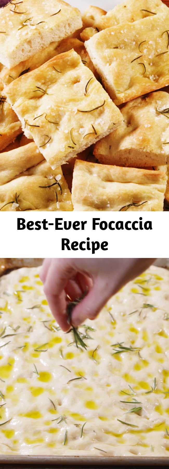 Best-Ever Focaccia Recipe - Is there anything more delicious or addicting than warm, freshly baked focaccia? If you answered no, you came to the right place. Our version is totally classic, topped with fresh rosemary leaves and crunchy sea salt. It’s perfectly crispy-toasty on the outside and super soft-fluffy inside. Learn how to conquer this Italian classic with a few easy-to-follow tips. #easy #recipe #bread #focaccia #rosemary #italian #skillet #oliveoil #howto