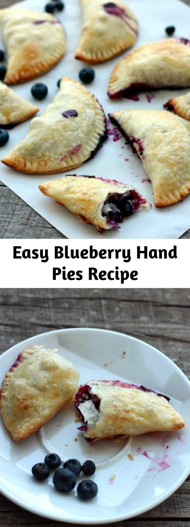 Easy Blueberry Hand Pies Recipe - A flaky, crispy crust on the outside and warm blueberries spilling with their juices inside – definitely a keeper and a quick fix for afternoon tea.