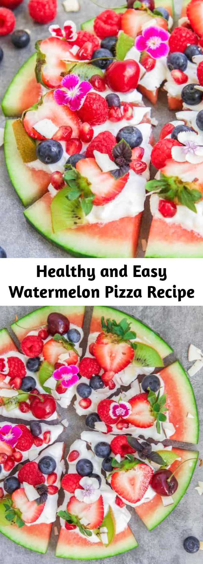 Healthy and Easy Watermelon Pizza Recipe - This watermelon pizza is a fun little treat that everyone can enjoy! It’s healthy and easy to make! Refreshing, delicious, and only takes 10 minutes to make.