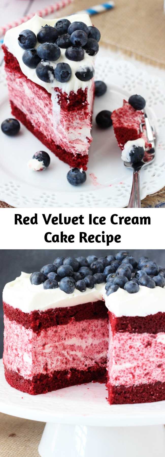 Red Velvet Ice Cream Cake Recipe - This Red Velvet Ice Cream Cake might just be my new favorite cake, period. I couldn’t decide if I want to give it all away so that I couldn’t eat it all or just give in and eat it every last bite. The longer it stayed in the house, the more I ate.