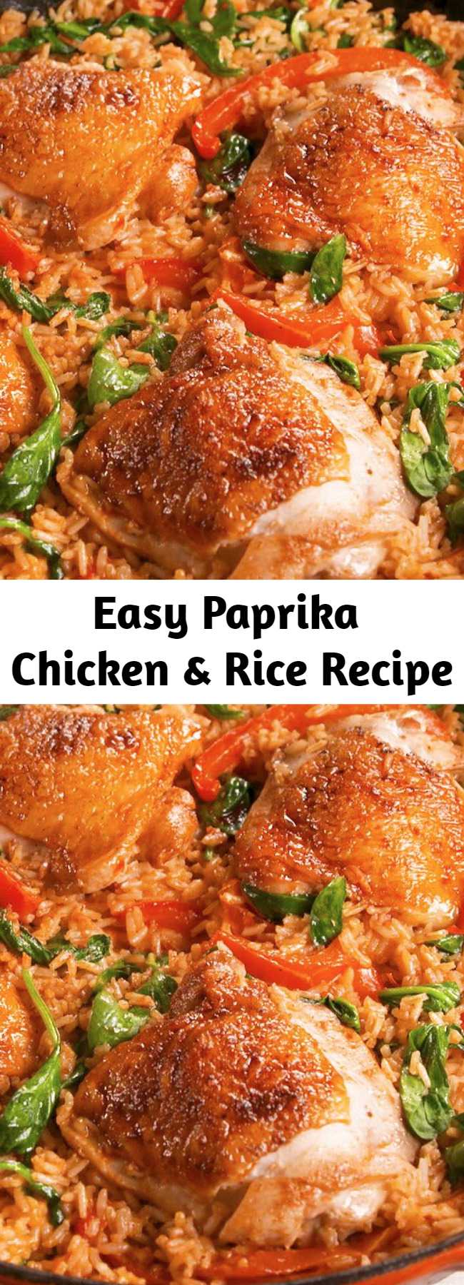 Easy Paprika Chicken & Rice Recipe - Weeknight dinner all-star. #food #easyrecipe #dinner #familydinner #chicken