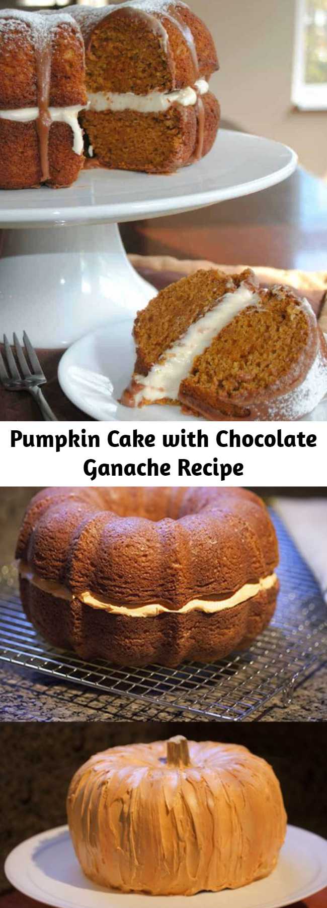 Pumpkin Cake with Chocolate Ganache Recipe - It’s so rich and moist! Paired with the cream cheese frosting and chocolate ganache, you just can’t go wrong. So go do something right and have a slice of cake!!! Enjoy!