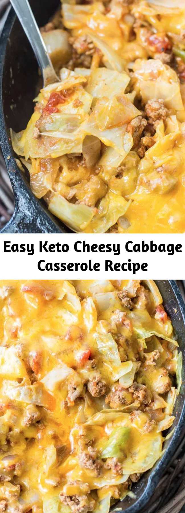 Easy Keto Cheesy Cabbage Casserole Recipe - This Keto One Pan Cabbage Casserole is a low carb, easy dinner ready in 30 minutes! The perfect easy keto dinner! Under 9 net carbs per serving! #keto #lowcarb #onepan