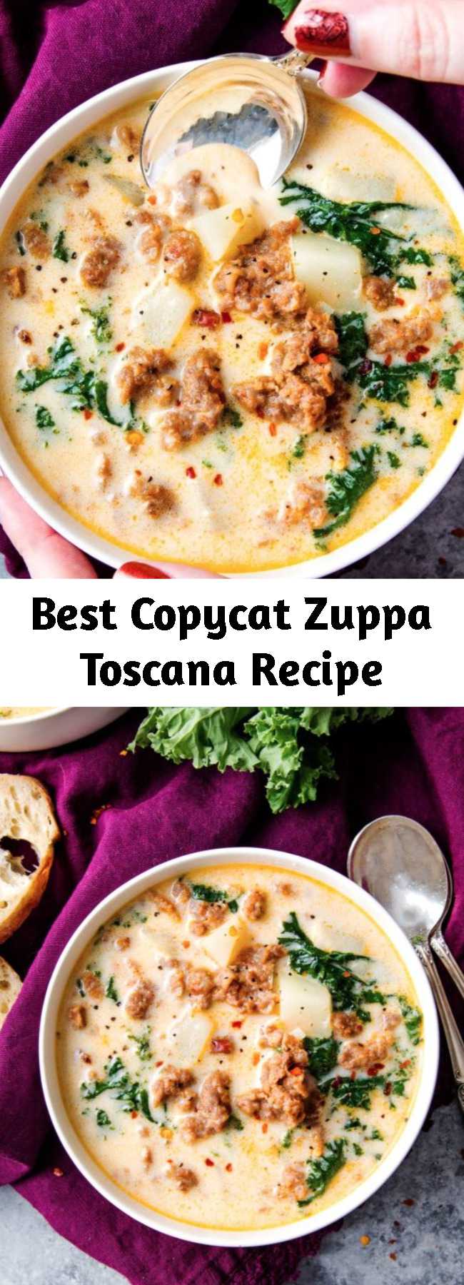 Best Copycat Zuppa Toscana Recipe - Classic zuppa toscana soup, in slow cooker form!  It tastes WAY better than the restaurant version, and is sure to be a crowd pleaser!