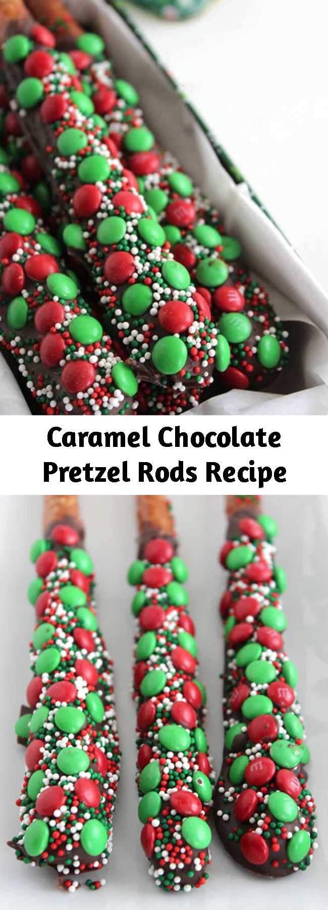 Caramel Chocolate Pretzel Rods Recipe - If you are needing some Christmas food gift inspiration, these Caramel and Chocolate Pretzel Rods will be perfect for gifting this holiday season. Simple to make, no need to buy gourmet.