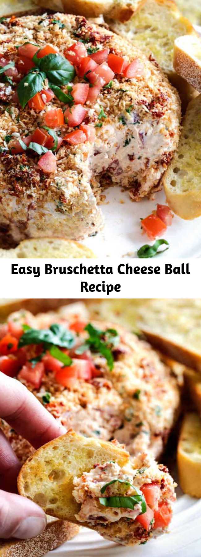 Easy Bruschetta Cheese Ball Recipe - Super easy Bruschetta Cheese Ball takes just minutes to whip up and is always a total show stopper, make ahead appetizer! #appetizer #cheeseball #bruschetta #thanksgivingrecipe #thanksgivingsides #holidaybaking #christmas #thanksgivingfood #thanksgiving #recipes #recipeoftheday #recipeseasy #easyrecipe #appetizers
