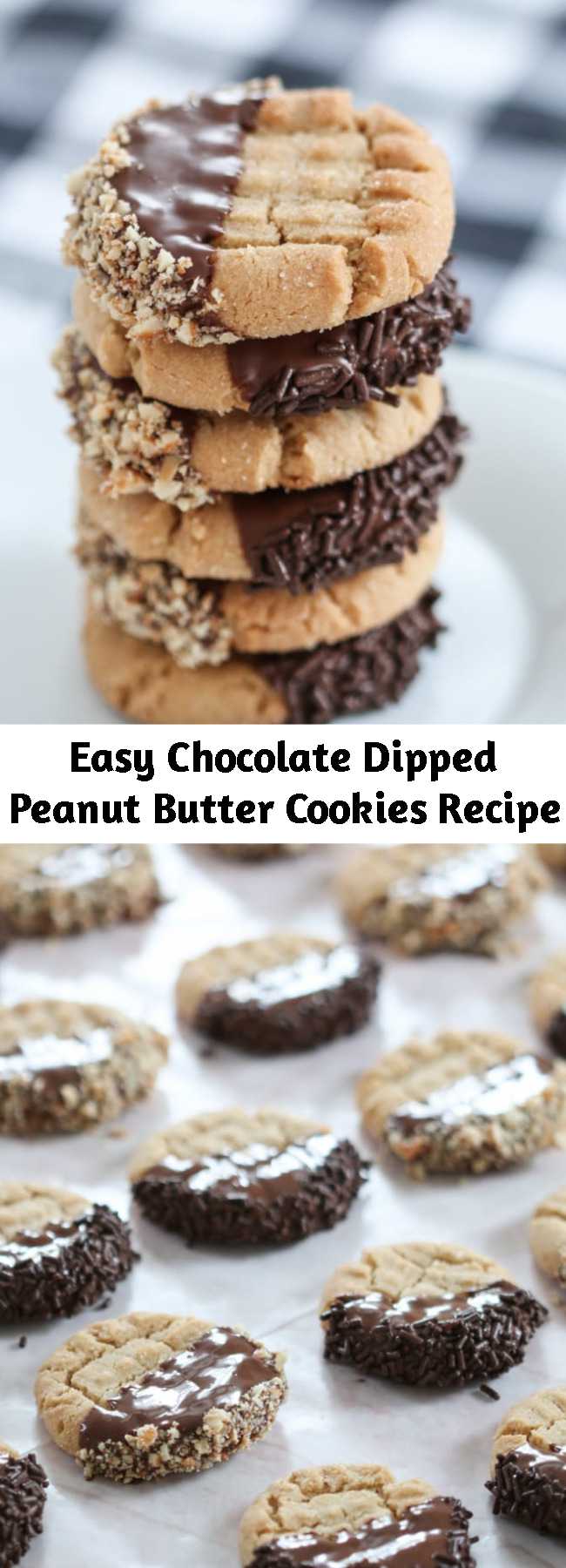 Easy Chocolate Dipped Peanut Butter Cookies Recipe - I’m convinced that you can dip anything in chocolate and instantly make it taste more delicious and look expertly styled and totally fancy. Don’t believe me? Feel free to prove me wrong. And while it might take a bit more time, it’s really not hard to do.