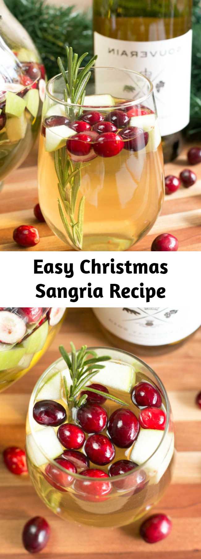 Easy Christmas Sangria Recipe - Rosemary, cranberries, and apple make this sangria the perfect Christmas drink that goes with any holiday meal!