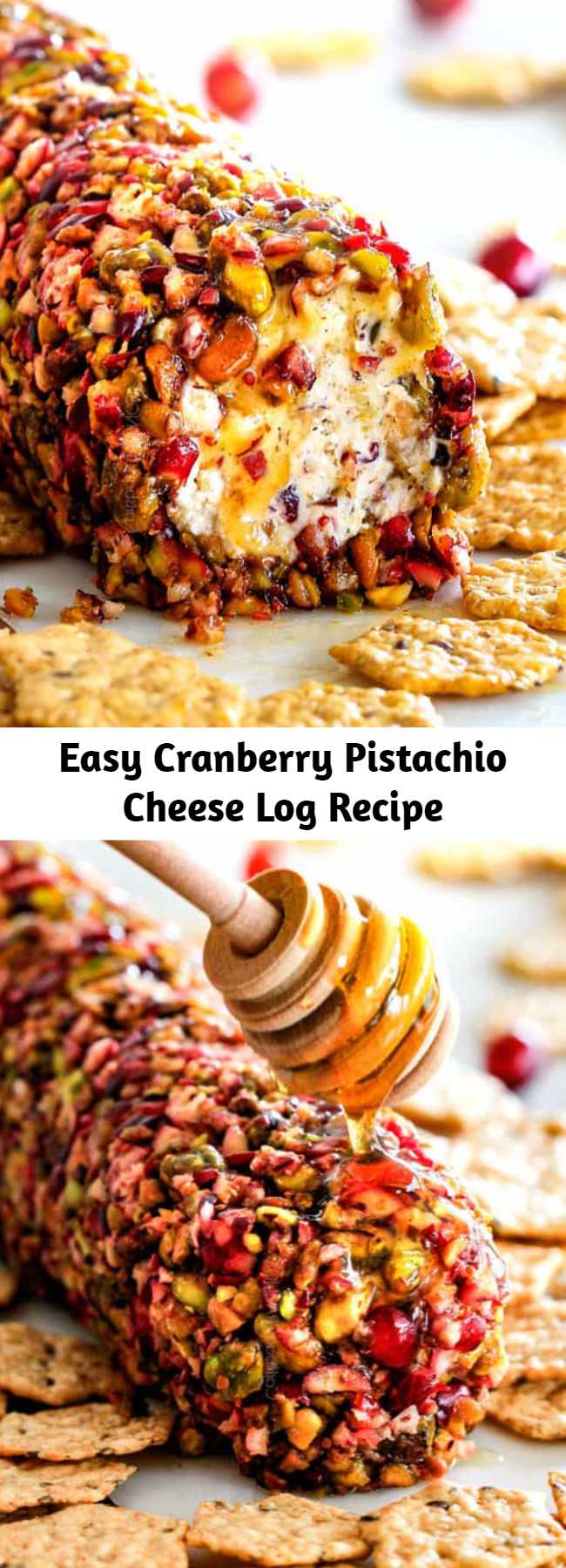 Easy Cranberry Pistachio Cheese Log Recipe - 10 Minute prep creamy, sweet and tangy Cranberry Pistachio Cheese Log is the EASIEST yet most impressive appetizer you will ever make! This festive goat cheese log can be made DAYS in advance so it’s the perfect stress-free appetizer for Thanksgiving, Christmas or any holiday party! #appetizer #easyrecipe #easydinner #easydinnerrecipe #recipe #recipeoftheday #Thanksgiving #recipeideas #recipeseasy #christmas #christmasrecipes #Thanksgivingrecipes