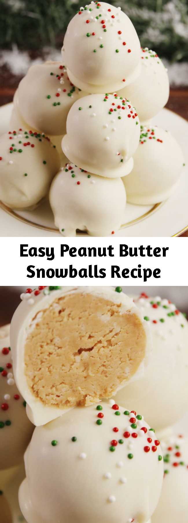 Easy Peanut Butter Snowballs Recipe - A snowball fight you actually want to be in. #food #holiday #christmas #easyrecipe #recipe #kids #inspiration #ideas