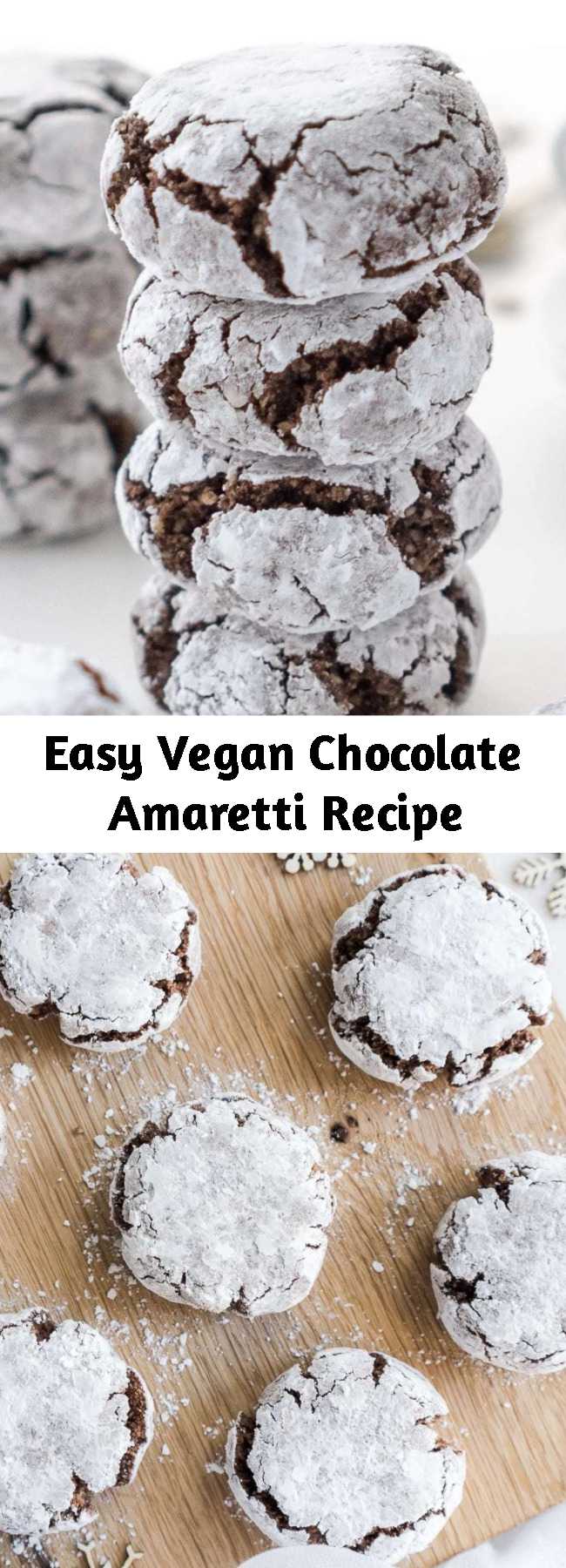 Easy Vegan Chocolate Amaretti Recipe - The perfect homemade cookies for Christmas! These irresistible vegan, gluten-free chocolate amaretti are super easy to make, crunchy on the outside and soft on the inside.
