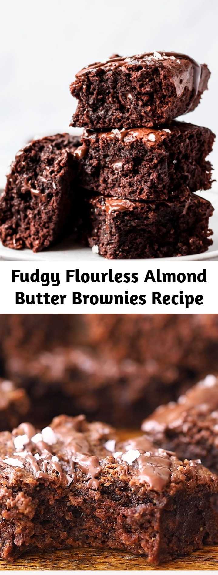 Fudgy Flourless Almond Butter Brownies Recipe (Gluten Free + Dairy Free) - One of the best gluten free brownie recipes on the internet. Fudgy, flourless almond butter brownies made with simple ingredients like natural creamy almond butter, pure maple syrup, cocoa powder and chocolate chips. Incredible hot from the oven or even straight from the fridge! #glutenfree #brownies #dessert #healthydessert #grainfree #dairyfree #chocolate #chocolaterecipe #baking