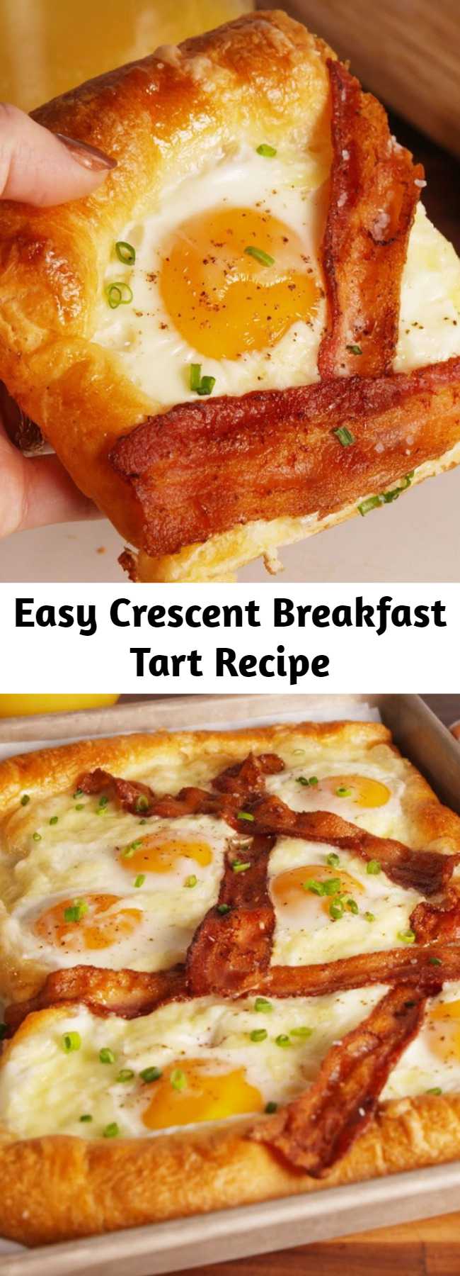 Easy Crescent Breakfast Tart Recipe - This Crescent Breakfast Tart is the EASIEST way to make breakfast for a crowd. As pretty as it is delicious!