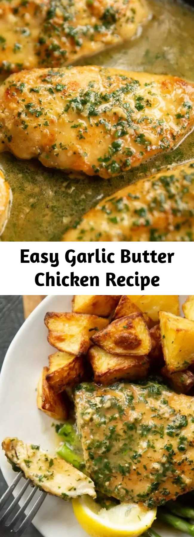 Easy Garlic Butter Chicken Recipe - This garlic butter chicken is perfect for a quick and easy midweek dinner. It's rich, garlicky and only requires 4 ingredients for the sauce! #garlic #butter #chicken #chickenbreast #dinner