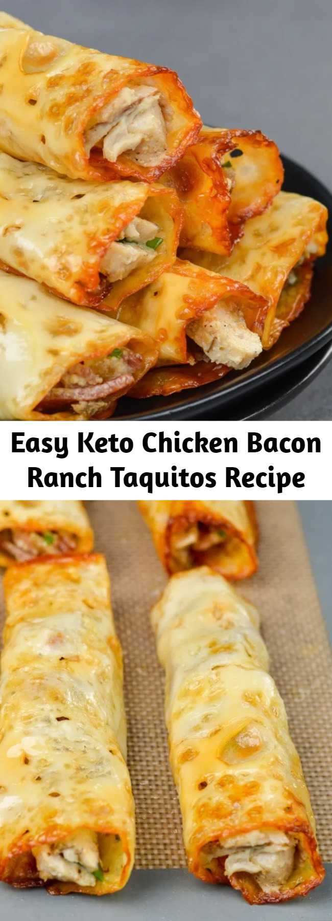 Easy Keto Chicken Bacon Ranch Taquitos Recipe - These quick and easy Keto Chicken Bacon Ranch Taquitos are the perfect low carb appetizer or snack! #keto #lowcarb
