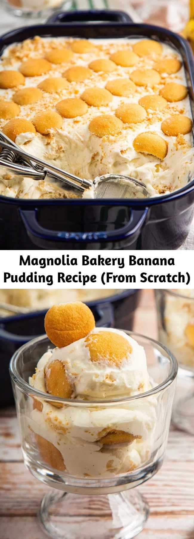 Magnolia Bakery Banana Pudding Recipe (From Scratch) - This Banana Pudding is a copycat recipe of Magnolia Bakery. Unlike regular banana pudding, this one has whipped cream mixed into the pudding. It’s fluffy & creamy. And now, you can make that at home from scratch (sorry, no instant pudding mix) with better ingredients, cheaper & more! #magnoliabakery #copycatrecipe #banana #pudding #bananapudding #partyfood #dessert #dessertrecipe