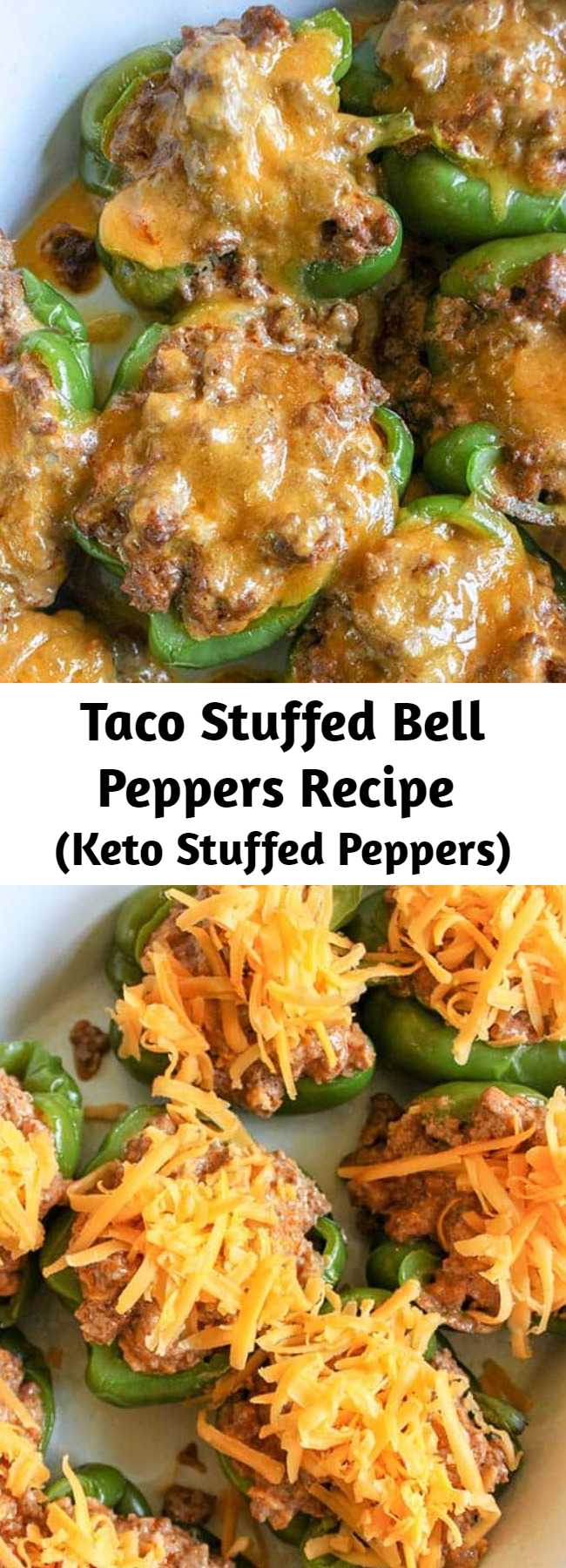 Taco Stuffed Bell Peppers Recipe (Keto Stuffed Peppers) - It's an easy to make Mexican recipe that everyone will love. Ground beef, salsa, sour cream, and melted cheese come together in a perfect healthy serving that tastes delicious! This recipe is keto, low carb, and gluten-free!