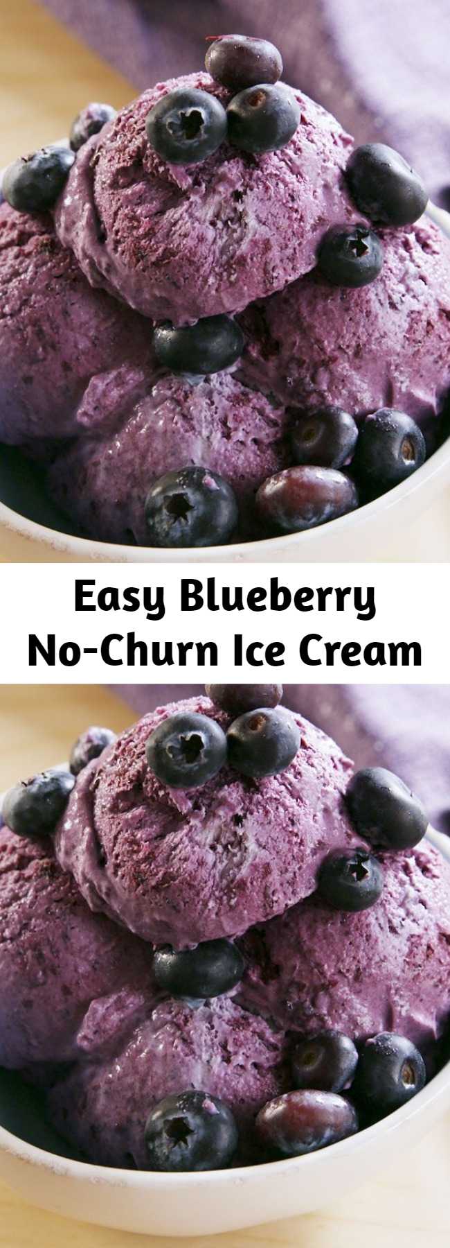 Blueberry No-Churn Ice Cream Recipe - Find homemade ice cream intimidating? Relax! This no-churn recipe couldn't be easier. Bonus: it works with just about every berry! #easyrecipe #recipe #blueberry #icecream #nochurn #homemade