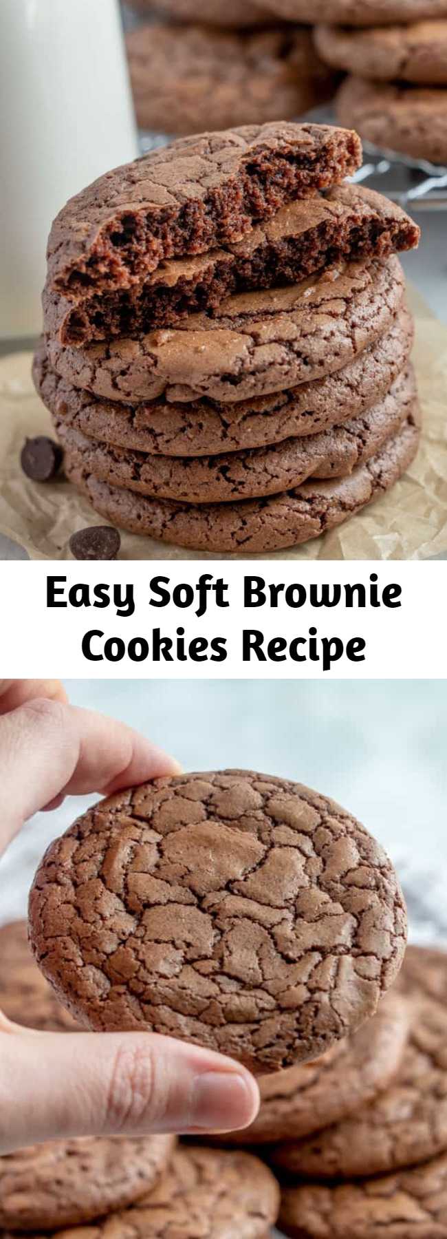 Easy Soft Brownie Cookies Recipe - Easy, delicious and soft, these Brownie Cookies are one of the most perfect additions to your dessert menu! Chocolatey, chewy and taste just like a brownie. #cookies #chocolate #brownies #desserts #baking #easyrecipe #browniecookies #sweets