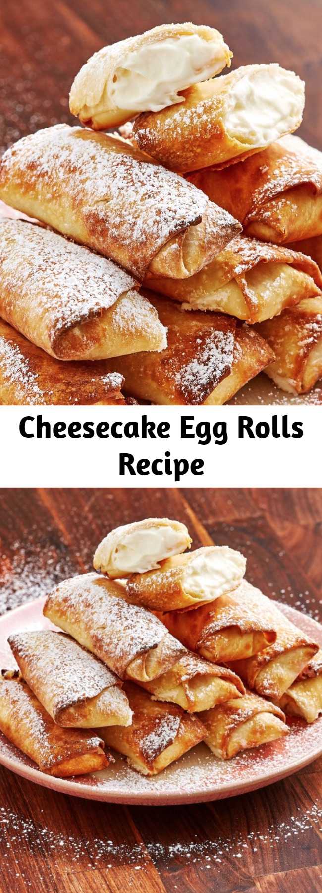 Cheesecake Egg Rolls Recipe - Crazy egg rolls are kind of our thing and we love this cheesecake version. The strawberry dipping sauce is mandatory because it is so good. You've never had cheesecake like this before.