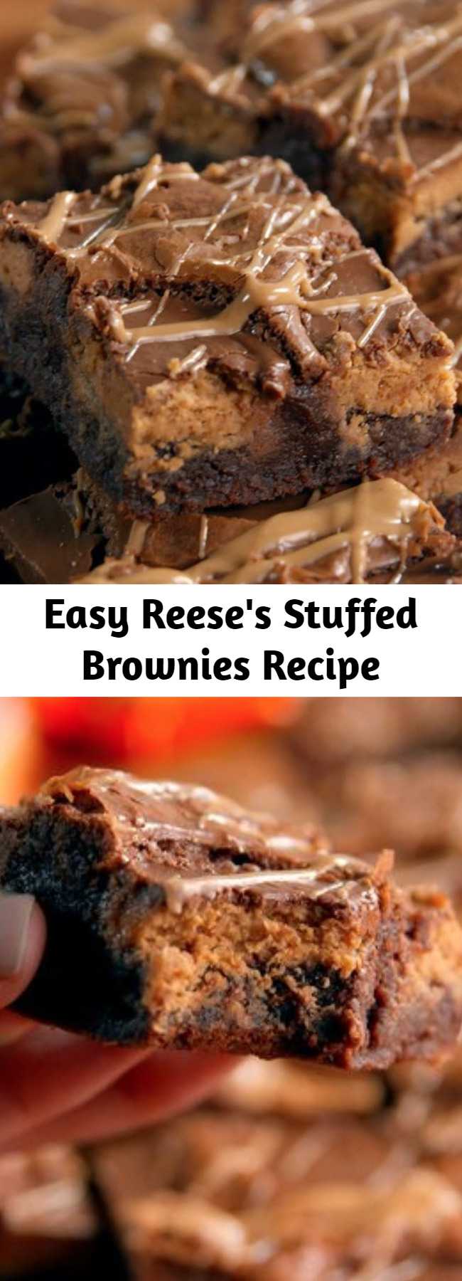 Easy Reese's Stuffed Brownies Recipe - Give your average brownies a major upgrade with this recipe for Reese's stuffed brownies. But seriously, how could they not be good?