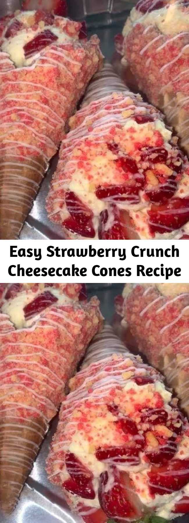 Easy Strawberry Crunch Cheesecake Cones Recipe - Omg, these are awesome. I have to head to the store because my kids are already asking again for some. A cheesecake made in the Instant Pot inspired by your favorite ice cream bar!