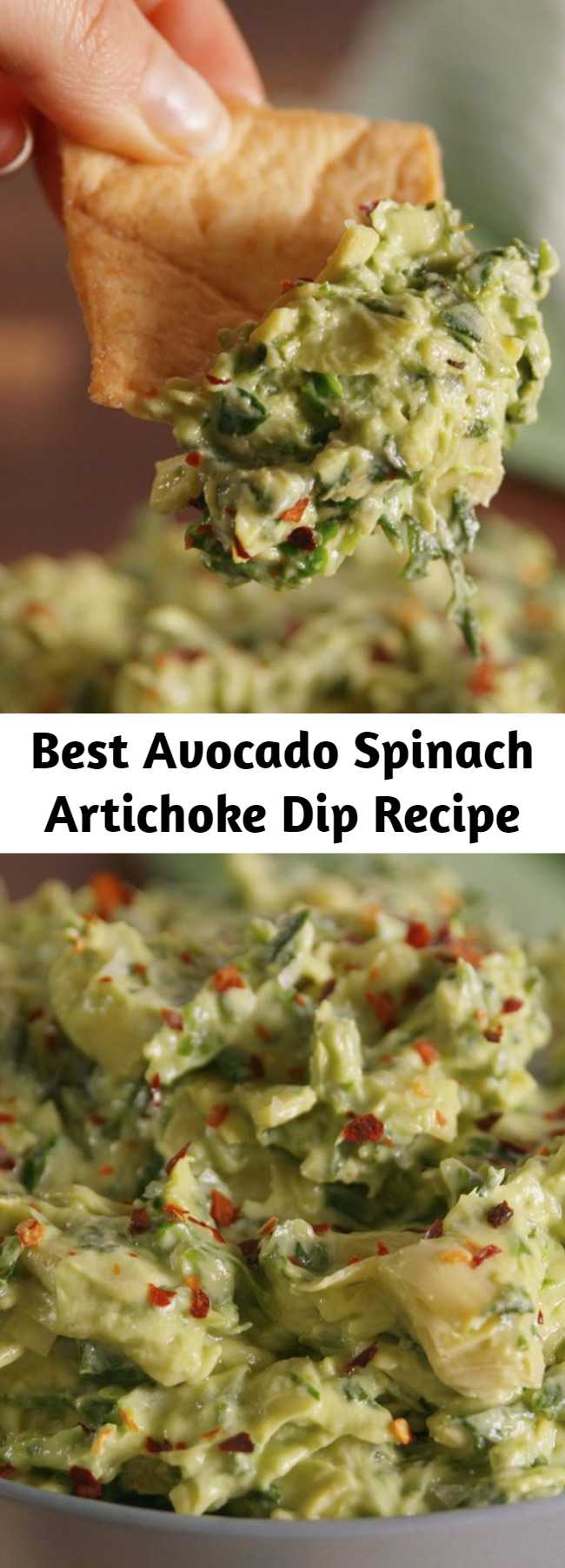 Best Avocado Spinach Artichoke Dip Recipe - Adding avocado to spinach artichoke dip is seriously life changing. The avocado adds such amazing flavor to the classic dip.