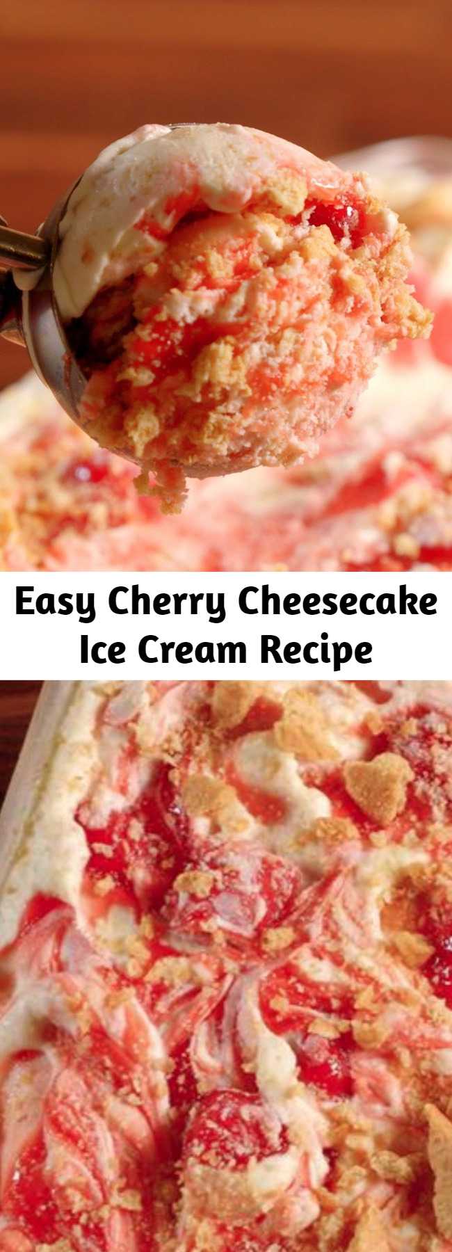 Easy Cherry Cheesecake Ice Cream Recipe - Check out this easy (no churn!) recipe for cherry cheesecake ice cream. It's even better than cherry pie a la mode!