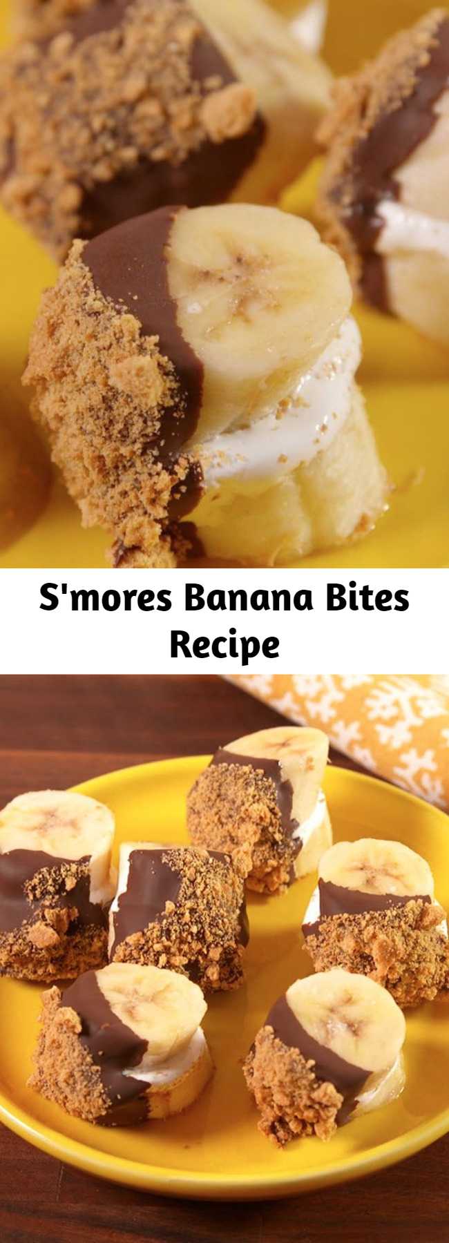 S'mores Banana Bites Recipe - Looking for a fun, healthy snack? These S’mores Banana Bites are the best! This recipe is easily double, tripled, or quadrupled depending on how many you're serving!