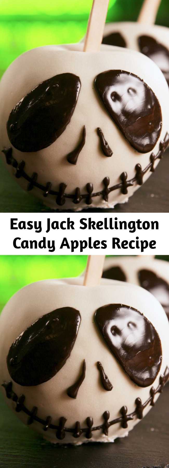 Easy Jack Skellington Candy Apples Recipe - Have a happy Halloween with these Jack Skellington Candy Apples.