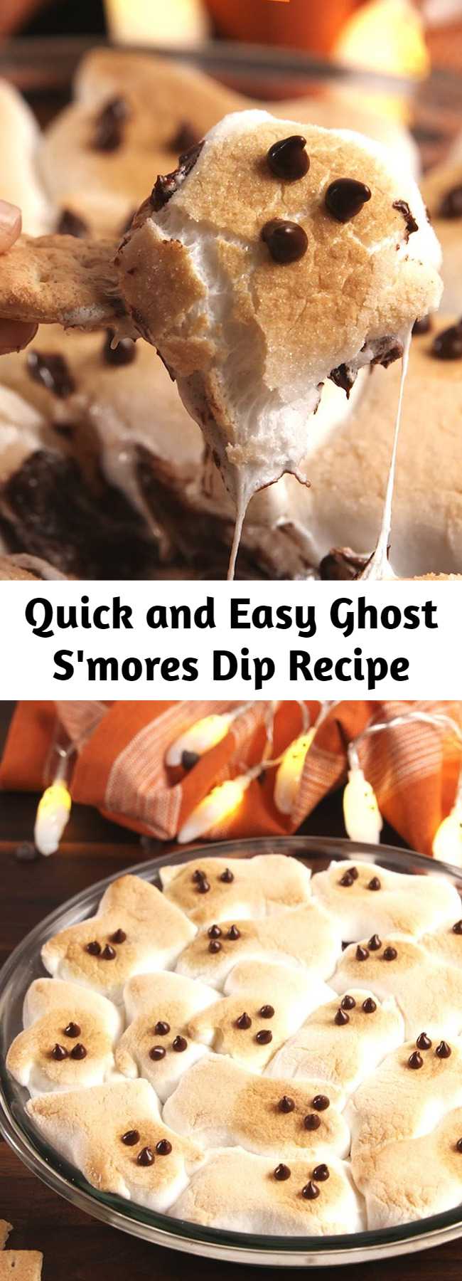 Quick and Easy Ghost S'mores Dip Recipe - A scary delicious Halloween dip that's easy to make whenever you need a quick treat.
