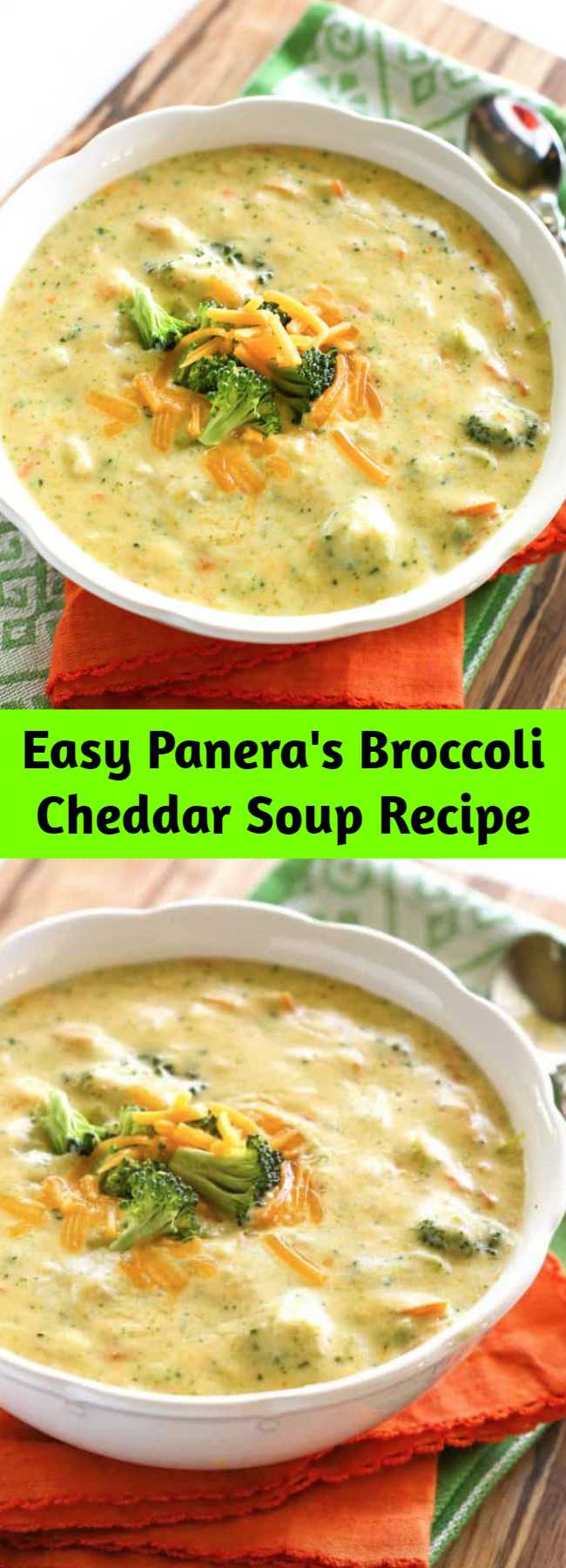 Easy Panera's Broccoli Cheddar Soup Recipe - Creamy broccoli cheddar soup is comfort food at its best and this Panera's Broccoli Cheddar Soup is an easy dinner that hits the spot.