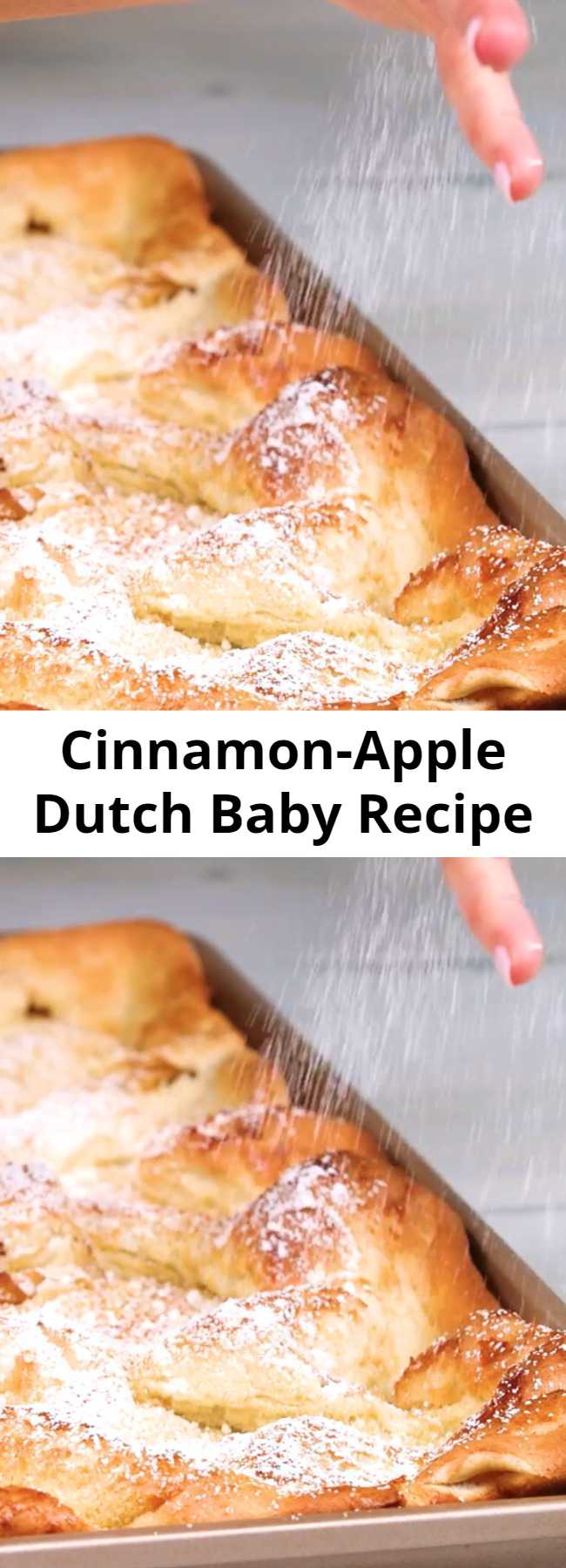 Cinnamon-Apple Dutch Baby Recipe - This sheet pan Dutch baby is a perfect dish to whip up for a group brunch, but can easily be transformed into dessert when served with a scoop of vanilla ice cream. 
