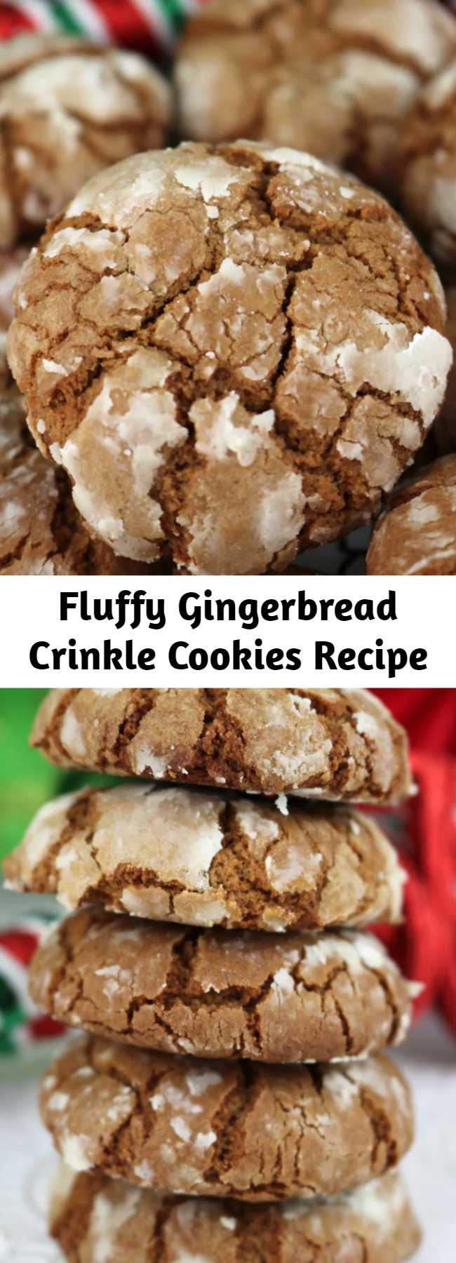 Fluffy Gingerbread Crinkle Cookies Recipe - light, fluffy and spicy on the inside and sweet and crunchy on the outside is a delicious Christmas dessert. So easy to make, so delicious, so Christmas-y! You're definitely going to want to add this recipe to your Christmas desserts baking list! #ChristmasDesserts #EasyChristmasDessert #FunChristmasDessert