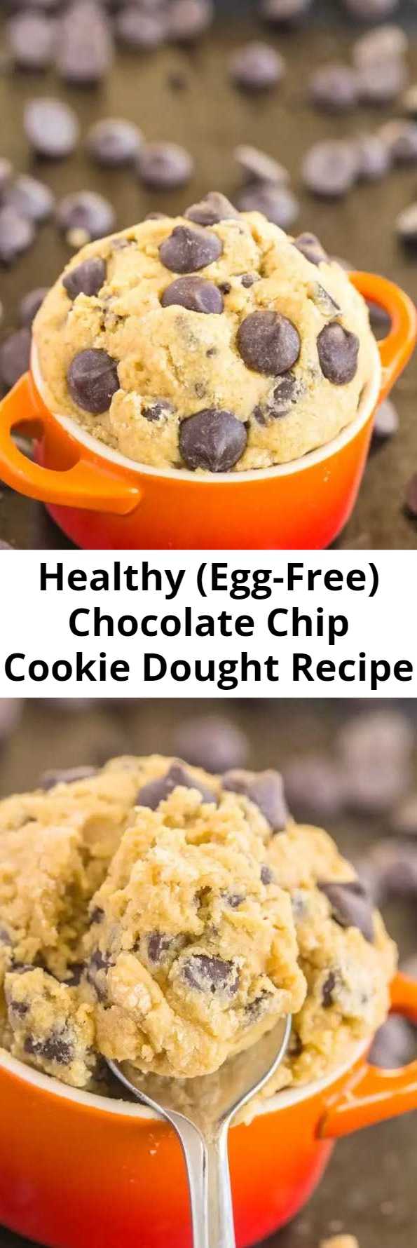 Healthy (Egg-Free) Chocolate Chip Cookie Dought Recipe - Smooth, creamy and ready in just five minutes, this healthy classic cookie dough for one is the ultimate snack or healthy dessert to have on hand! With no butter, flour, eggs, refined sugar or oil, it's a much healthier twist on the classic and naturally gluten-free, vegan, paleo, dairy free and with a high protein option!