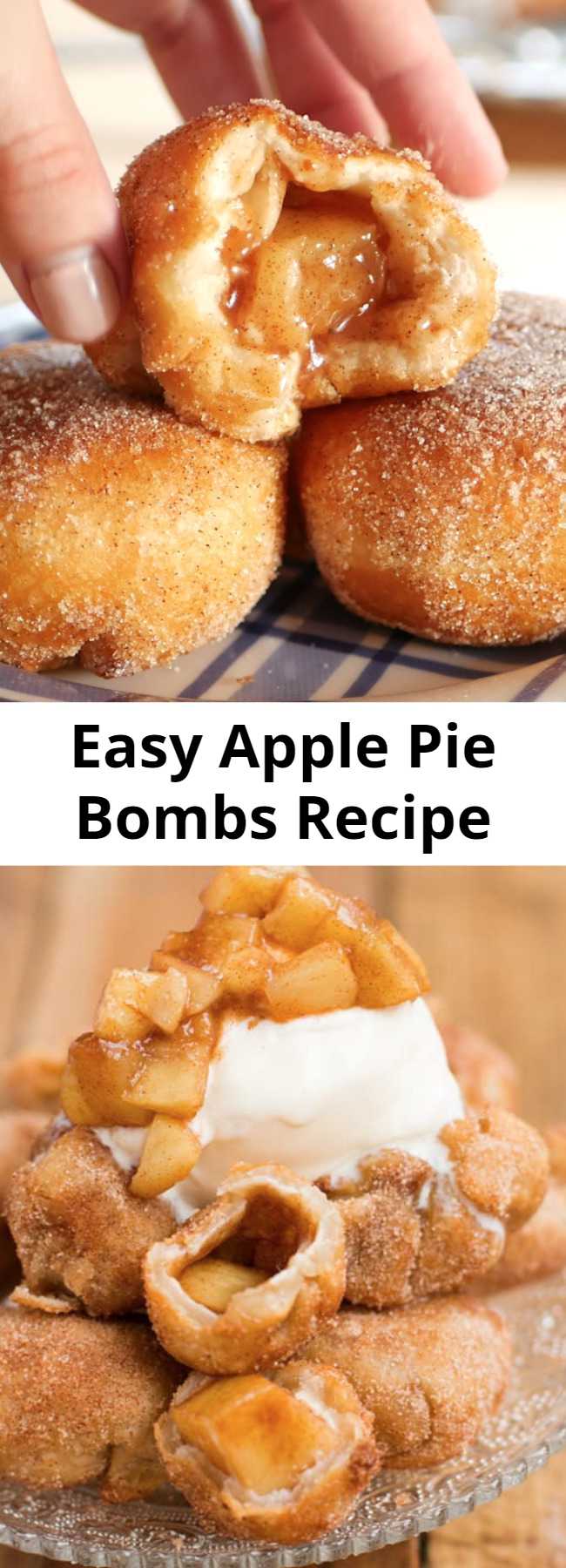 Easy Apple Pie Bombs Recipe - It's not fall until you've made apple pie bombs a la mode with creamy vanilla ice cream and those glazed apples all over the tops. I love fall dessert recipes!