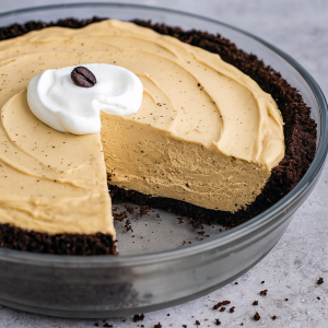 A frozen Espresso Pie on a dark Oreo crust, topped with swirled cream filling made from Dessert Using Heavy Cream and Pie With Condensed Milk, the perfect Simple Weeknight Dessert and one of the easiest No Bake Cream Pie Recipes for coffee lovers.